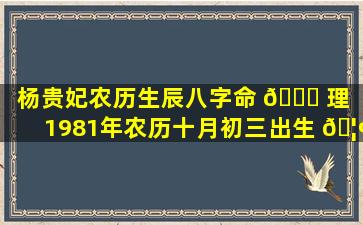 杨贵妃农历生辰八字命 🐟 理「1981年农历十月初三出生 🦢 生辰八字命理」